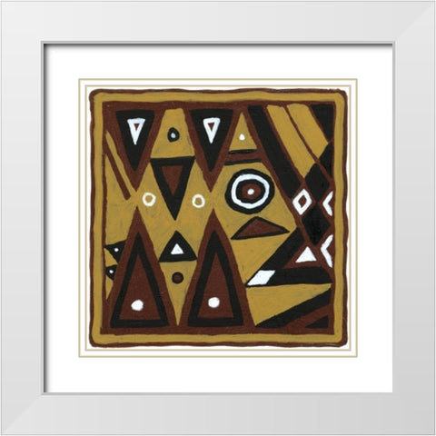 Tribal Rhythms II White Modern Wood Framed Art Print with Double Matting by Roper, Virginia A.