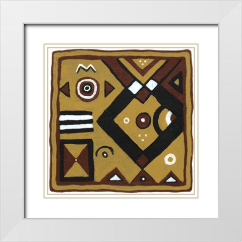 Tribal Rhythms III White Modern Wood Framed Art Print with Double Matting by Roper, Virginia A.