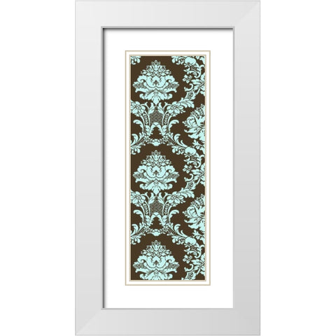 Small Vivid Damask in Blue I White Modern Wood Framed Art Print with Double Matting by Vision Studio
