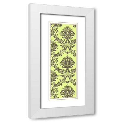 Small Vivid Damask in Green II White Modern Wood Framed Art Print with Double Matting by Vision Studio