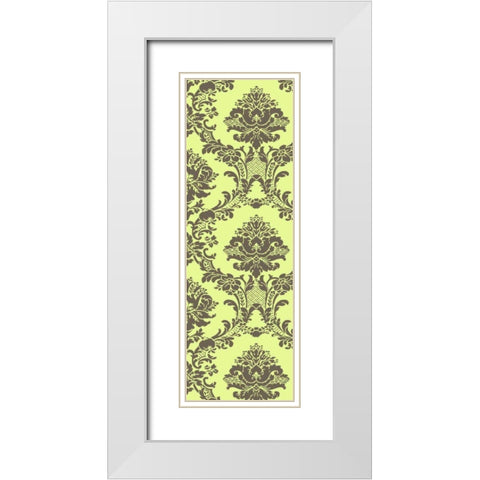 Small Vivid Damask in Green II White Modern Wood Framed Art Print with Double Matting by Vision Studio