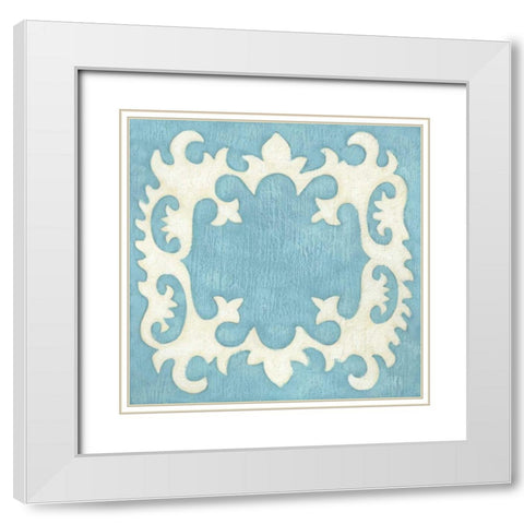Petite Suzani in Blue White Modern Wood Framed Art Print with Double Matting by Zarris, Chariklia