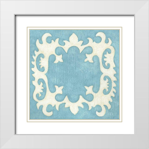 Petite Suzani in Blue White Modern Wood Framed Art Print with Double Matting by Zarris, Chariklia