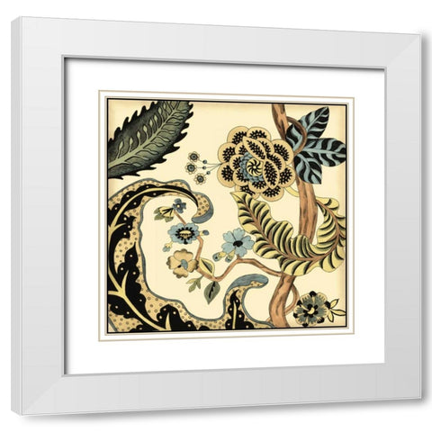 Small Jacobean Tile I White Modern Wood Framed Art Print with Double Matting by Zarris, Chariklia