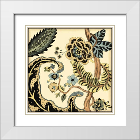 Small Jacobean Tile I White Modern Wood Framed Art Print with Double Matting by Zarris, Chariklia