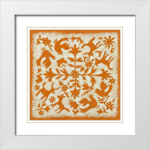 Folk Story in Orange White Modern Wood Framed Art Print with Double Matting by Zarris, Chariklia