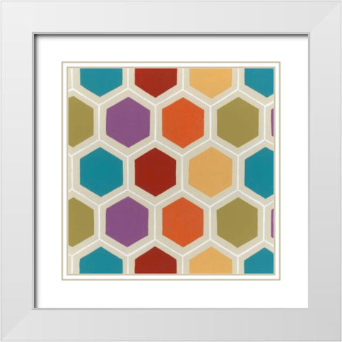Retro Pattern I White Modern Wood Framed Art Print with Double Matting by Vess, June Erica