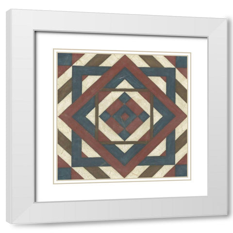 Quilt Motif IV White Modern Wood Framed Art Print with Double Matting by Vess, June Erica