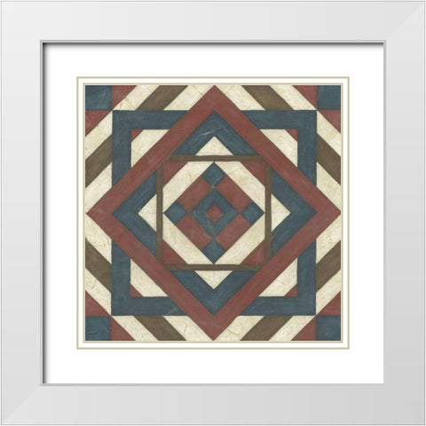 Quilt Motif IV White Modern Wood Framed Art Print with Double Matting by Vess, June Erica
