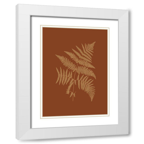 Sepia Ferns on Brick (WG) III White Modern Wood Framed Art Print with Double Matting by Vision Studio