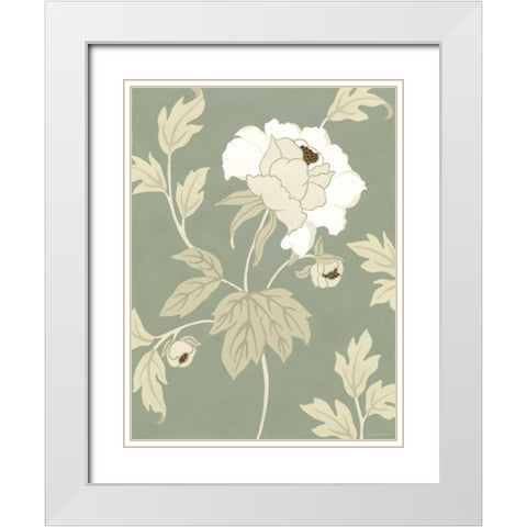 Small Peony Elegance II White Modern Wood Framed Art Print with Double Matting by Slocum, Nancy