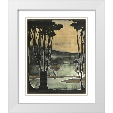 Small Nouveau Trees II White Modern Wood Framed Art Print with Double Matting by Goldberger, Jennifer