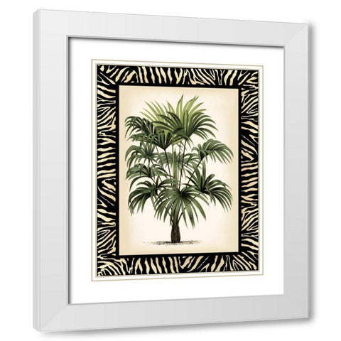 Small Palm in Zebra Border I White Modern Wood Framed Art Print with Double Matting by Vision Studio