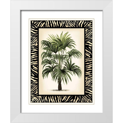 Small Palm in Zebra Border I White Modern Wood Framed Art Print with Double Matting by Vision Studio