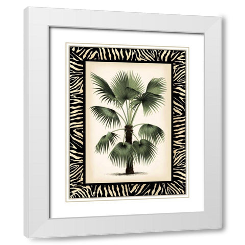 Small Palm in Zebra Border II White Modern Wood Framed Art Print with Double Matting by Vision Studio