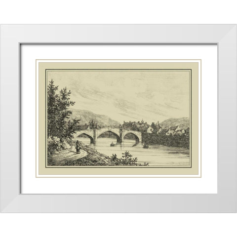Idyllic Bridge I White Modern Wood Framed Art Print with Double Matting by Wood, I.G.