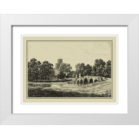 Idyllic Bridge II White Modern Wood Framed Art Print with Double Matting by Wood, I.G.