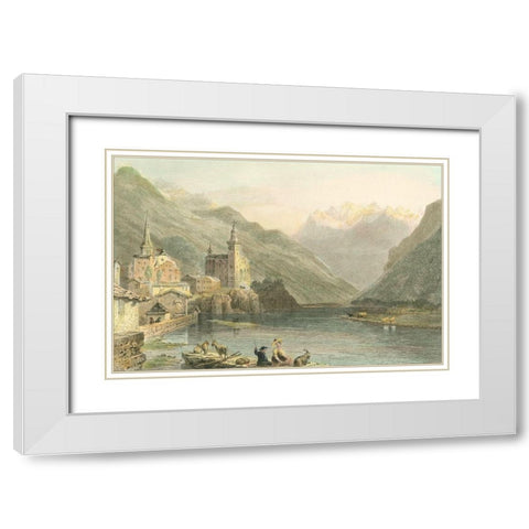 Pastoral Riverscape I White Modern Wood Framed Art Print with Double Matting by Bartlett, William H.