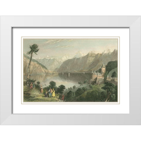 Pastoral Riverscape V White Modern Wood Framed Art Print with Double Matting by Bartlett, William H.
