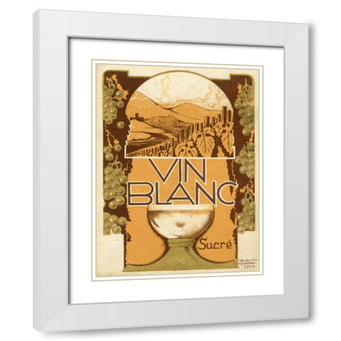 Vin Blanc White Modern Wood Framed Art Print with Double Matting by Unknown