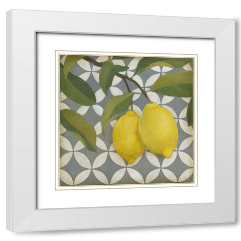 Fruit and Pattern I White Modern Wood Framed Art Print with Double Matting by Meagher, Megan