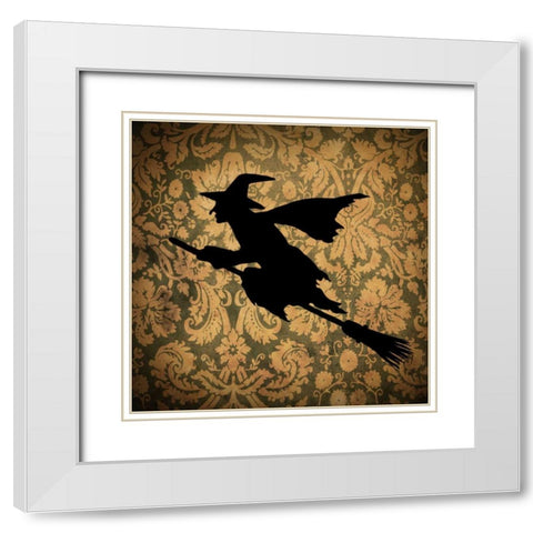 Witch and Damask White Modern Wood Framed Art Print with Double Matting by Vision Studio