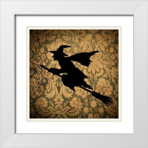 Witch and Damask White Modern Wood Framed Art Print with Double Matting by Vision Studio
