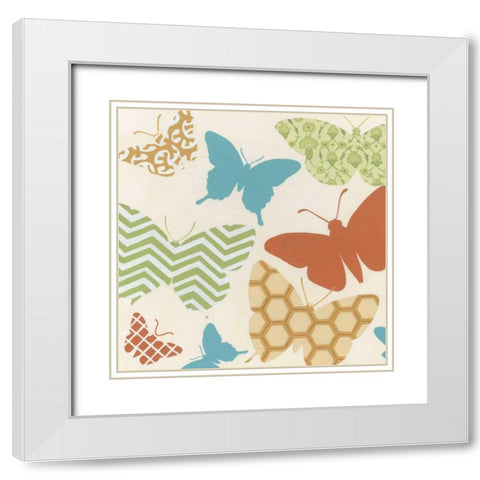 Butterfly Patterns I White Modern Wood Framed Art Print with Double Matting by Vess, June Erica