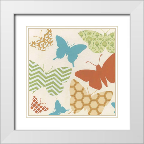 Butterfly Patterns I White Modern Wood Framed Art Print with Double Matting by Vess, June Erica