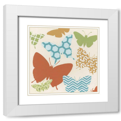Butterfly Patterns II White Modern Wood Framed Art Print with Double Matting by Vess, June Erica