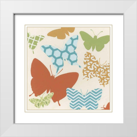 Butterfly Patterns II White Modern Wood Framed Art Print with Double Matting by Vess, June Erica
