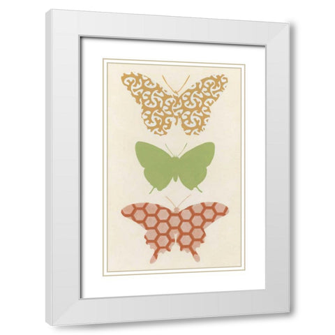 Butterfly Patterns III White Modern Wood Framed Art Print with Double Matting by Vess, June Erica