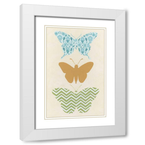 Butterfly Patterns IV White Modern Wood Framed Art Print with Double Matting by Vess, June Erica