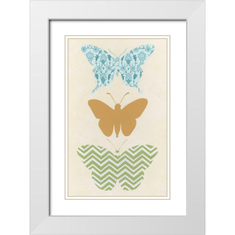 Butterfly Patterns IV White Modern Wood Framed Art Print with Double Matting by Vess, June Erica