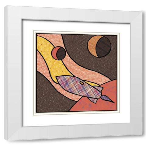 Patchwork Planets II White Modern Wood Framed Art Print with Double Matting by Swinford, Charles