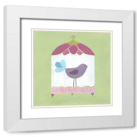Patchwork Birdcage I White Modern Wood Framed Art Print with Double Matting by Vess, June Erica