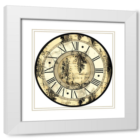 Small Aged Elegance Clock White Modern Wood Framed Art Print with Double Matting by Vision Studio