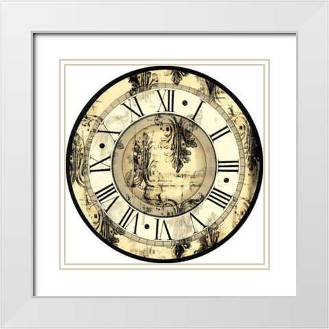 Small Aged Elegance Clock White Modern Wood Framed Art Print with Double Matting by Vision Studio