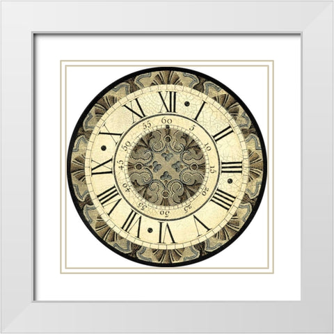 Small Vintage Motif Clock White Modern Wood Framed Art Print with Double Matting by Vision Studio