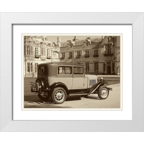 Vintage Cars I White Modern Wood Framed Art Print with Double Matting by Vision Studio