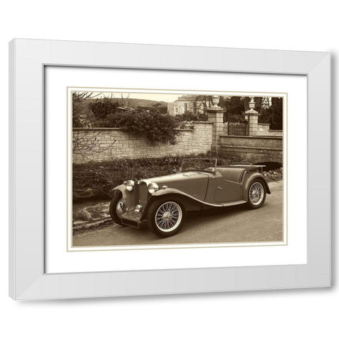 Vintage Cars II White Modern Wood Framed Art Print with Double Matting by Vision Studio