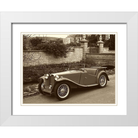 Vintage Cars II White Modern Wood Framed Art Print with Double Matting by Vision Studio