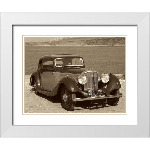 Vintage Cars IV White Modern Wood Framed Art Print with Double Matting by Vision Studio