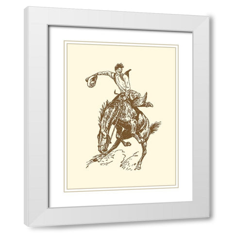 Small Cowboy White Modern Wood Framed Art Print with Double Matting by Vision Studio
