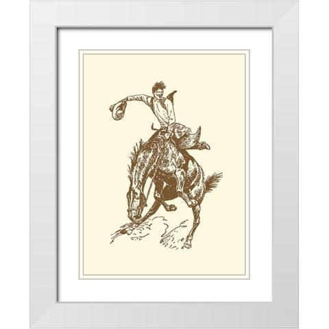 Small Cowboy White Modern Wood Framed Art Print with Double Matting by Vision Studio