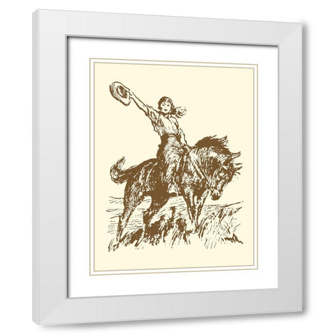 Small Cowgirl White Modern Wood Framed Art Print with Double Matting by Vision Studio