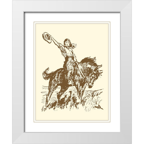 Small Cowgirl White Modern Wood Framed Art Print with Double Matting by Vision Studio