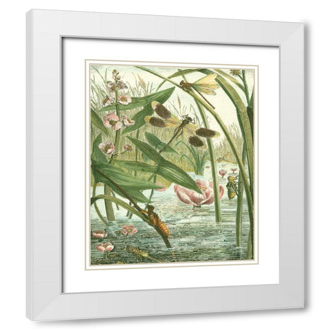 Dragonfly Gathering II White Modern Wood Framed Art Print with Double Matting by Vision Studio