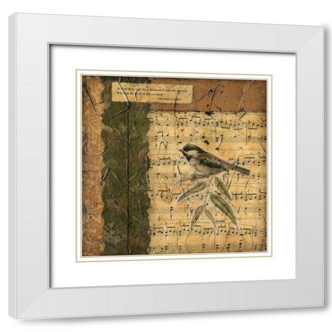 Bird Melody I White Modern Wood Framed Art Print with Double Matting by Slocum, Nancy