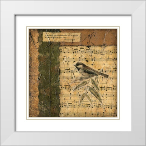 Bird Melody I White Modern Wood Framed Art Print with Double Matting by Slocum, Nancy